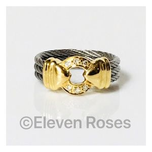 Charriol Three Row Cable Diamond Nautical Ring